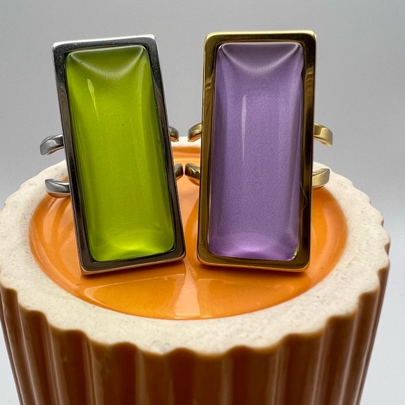 Elegant Rectangular Statement Rings - Classic Minimalist Ring - Picture 1 of 14